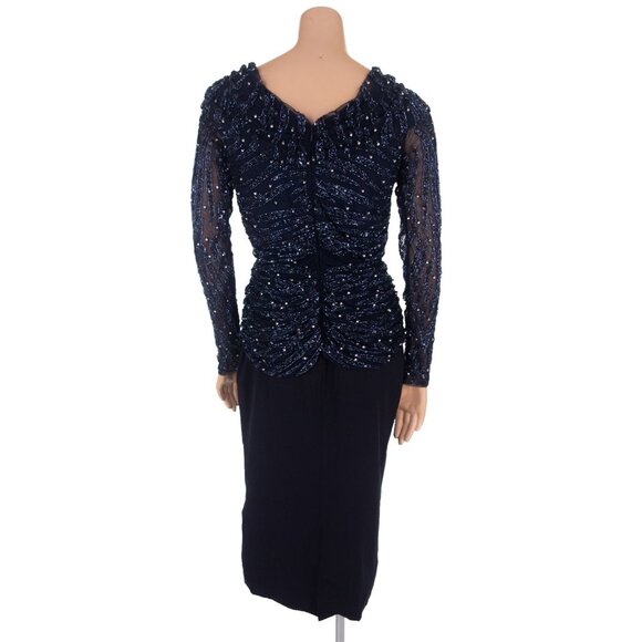 Rachel Gilbert Jamilla Layered Embellished Midi Dress Size 4 Blue $1750 - Picture 4 of 11